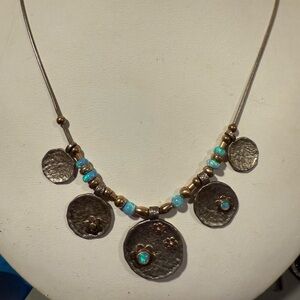 Vintage Talma Israeli 925 SILVER Hand Made Necklace & Opals Necklace